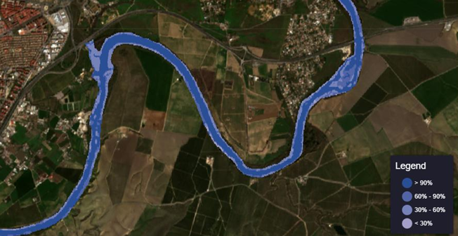 Multitemporal water existence raster. Source: Marple GmbH