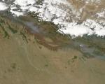 NASA's Aqua satellite captured an image of smoke and fires (2012)