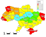 Fig. 1. Winter wheat yield forecasts for Ukraine for 2013 as of 08 May 2013.