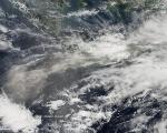Satellite image of volcano eruption