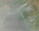 Agricultural fires near the Niger River delta. Courtesy of NASA.