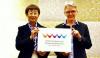 Mayor of Sendai City and UNISDR Chief present the Logo of the Conference