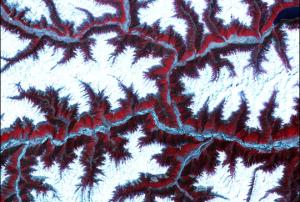 Snow-capped peaks and ridges of the eastern Himalaya Mountains