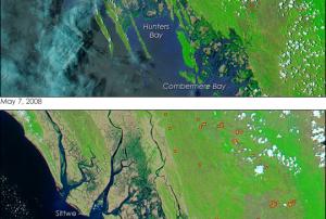 Satellite image of coastal flooding