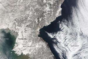 True color image of heavy snowfall in South Korea