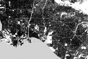 The vertical structures of building reflect the satellite radar signals