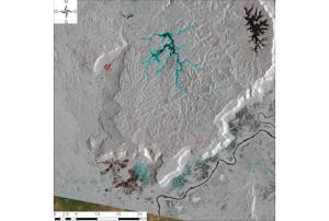 Color-composite image by pre and post radar satellite images