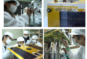 Hokkaido University microsatellite development team, or the launch/operation scene of RISESAT.
